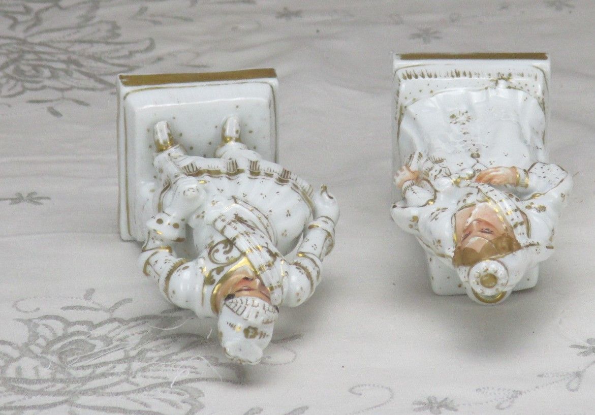 Gorgeous 1900 Vieux Paris / Bruxelles Porcelain Figurines Soldier Lady Marquise photo vintage