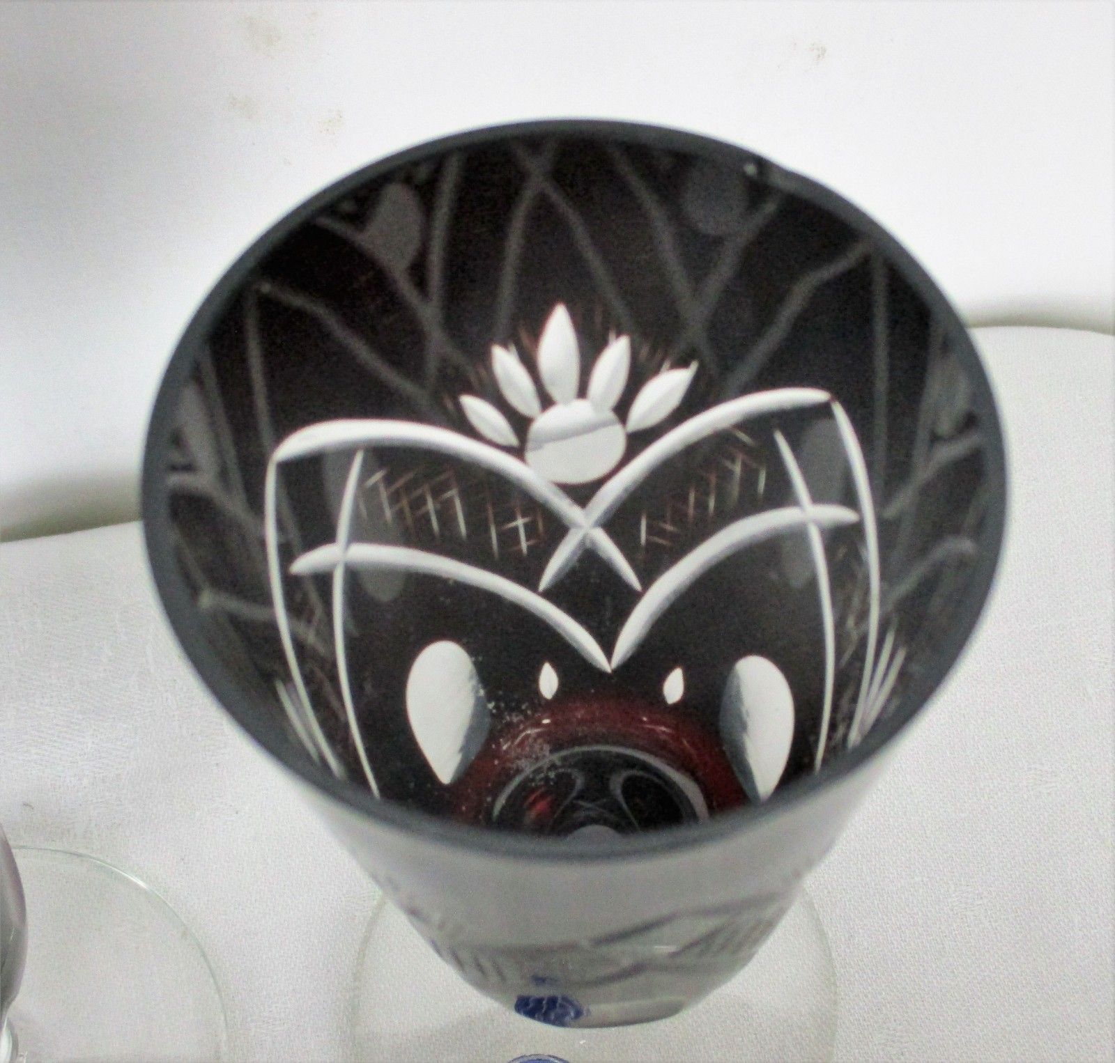 photo furniture Crystal Decanter Set With 6 Shot Glasses Amethyst Cut To Clear Buzau Perla Lux