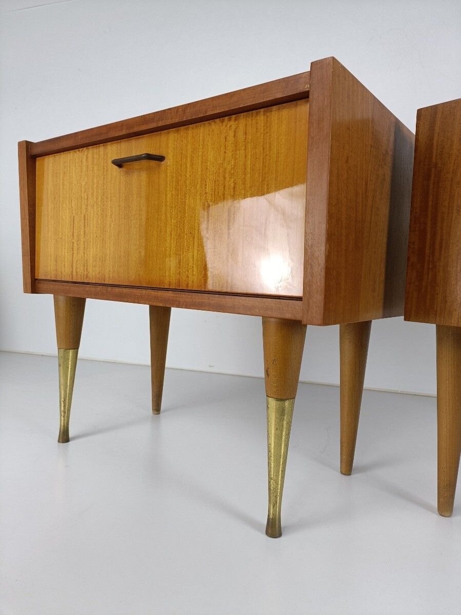 photo furniture Pair Couple Vintage Teak Nightstands End Tables Mid Century Modern Modernist