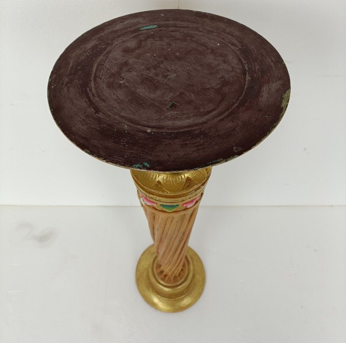 Wooden  Polychrome Side Wine Display Table Pedestal Plant Bonsai Flower Stand photo vinterior