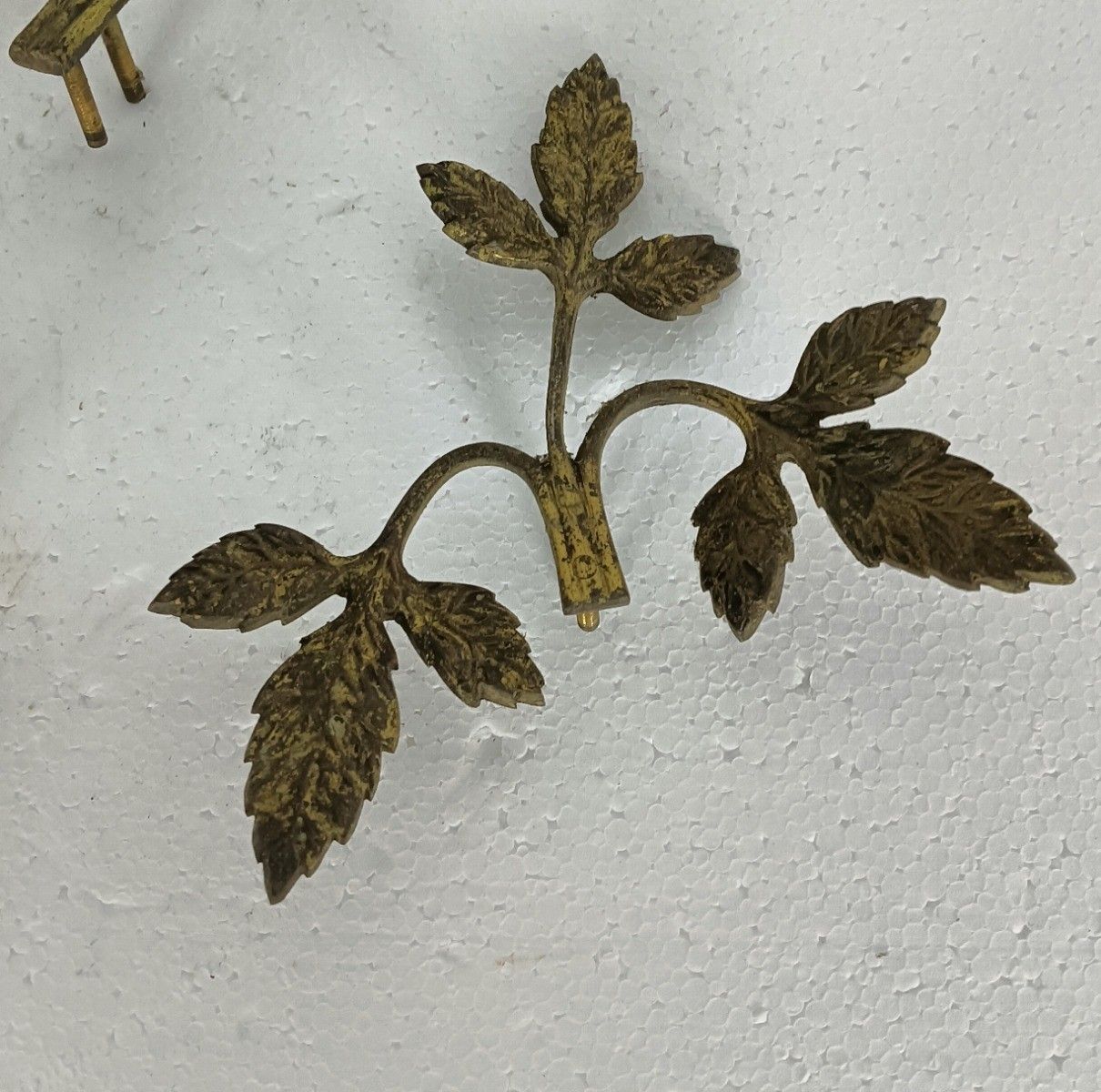 Set Of 5 Antique Brass Trims Leafs Ornate Reclaimed Architectural Salvaged photo furniture