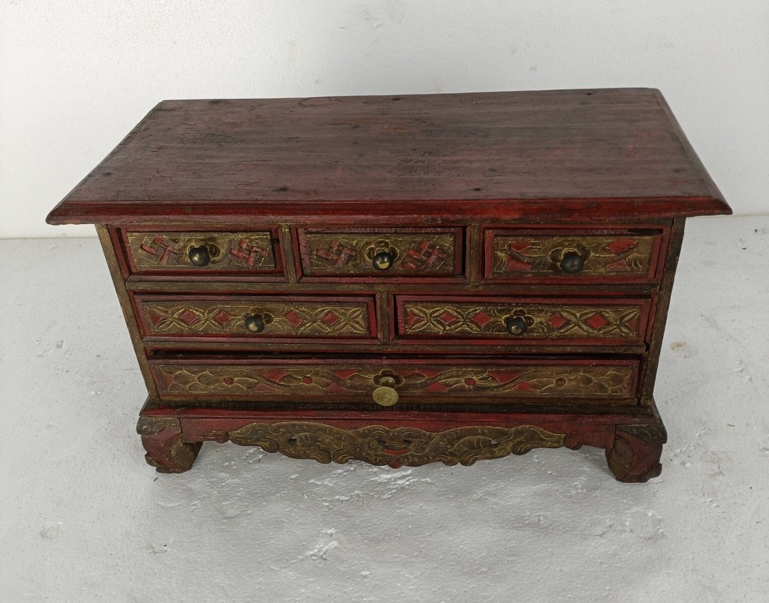 Antique 1700s Chest Of Drawers Cabinet Small Gorgeous Carved Wood Ornate Wow photo furniture