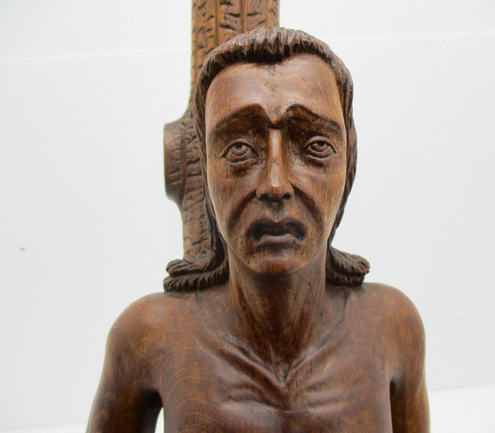 L Hand Carved Wooden Statue Saint Sebastian Martyr Saint Sculpture Collector Wow photo vintage