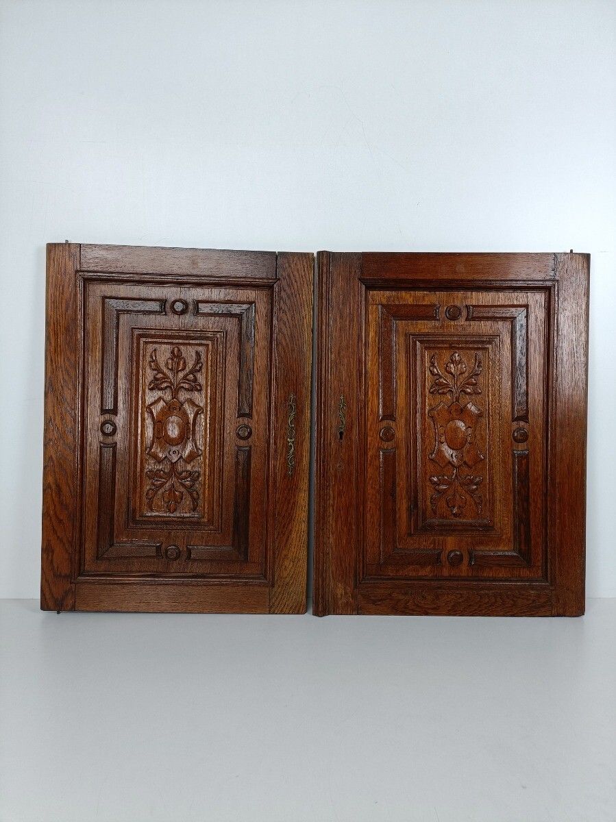 Antique Gorgeous Door Panels Cabinet Hand Carved Ornate Wood Oak Reclaimed Archi photo furniture