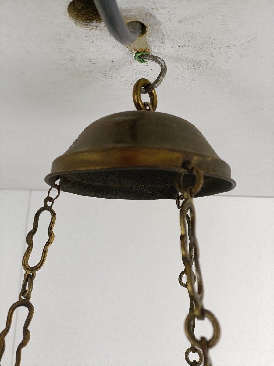 Antique French Brass  Neo Gothic Sanctuary Lamp Church Ornate Htf photo buy