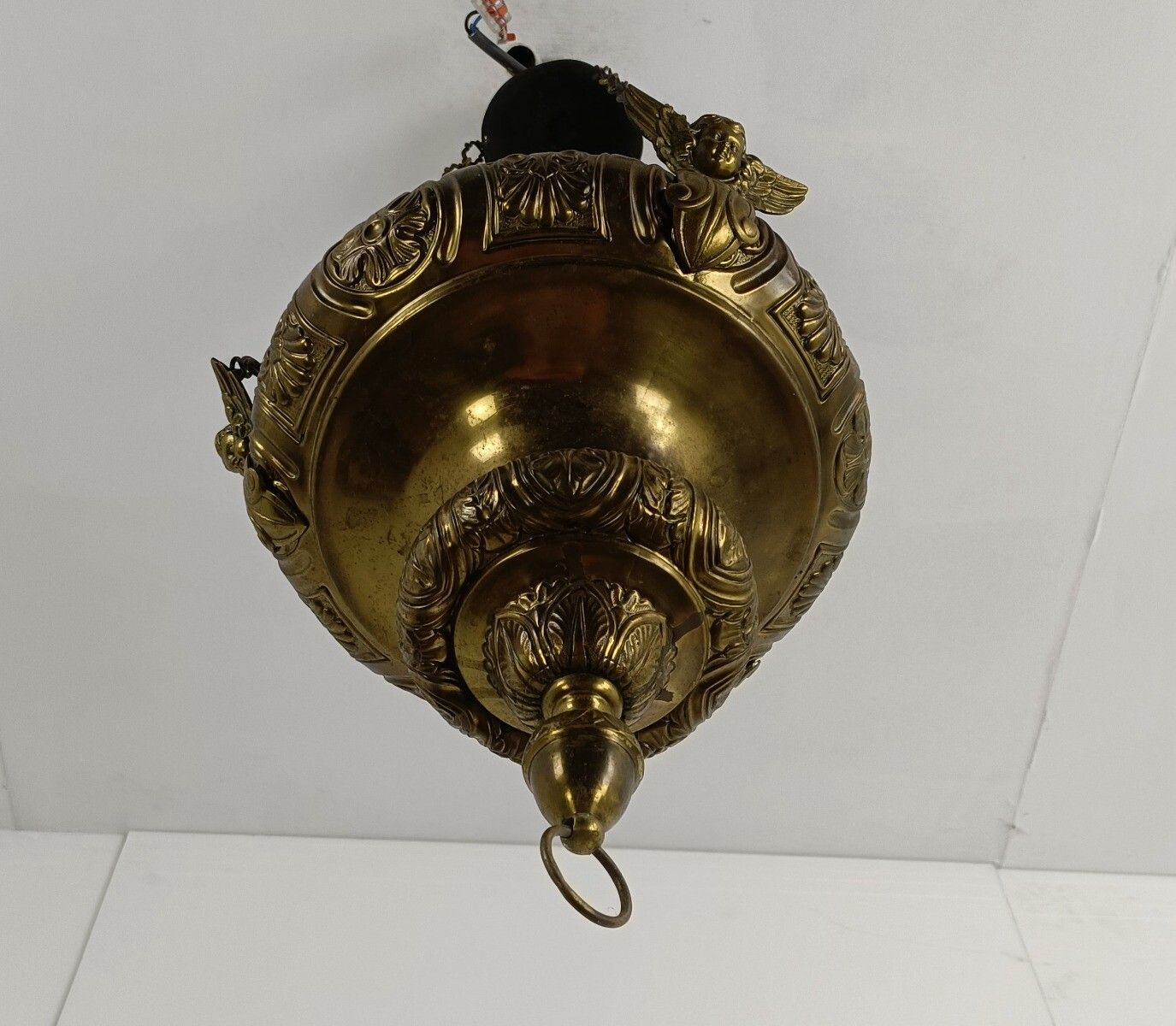 photo furniture Antique French Brass  Neo Gothic Sanctuary Lamp Church Ornate Htf