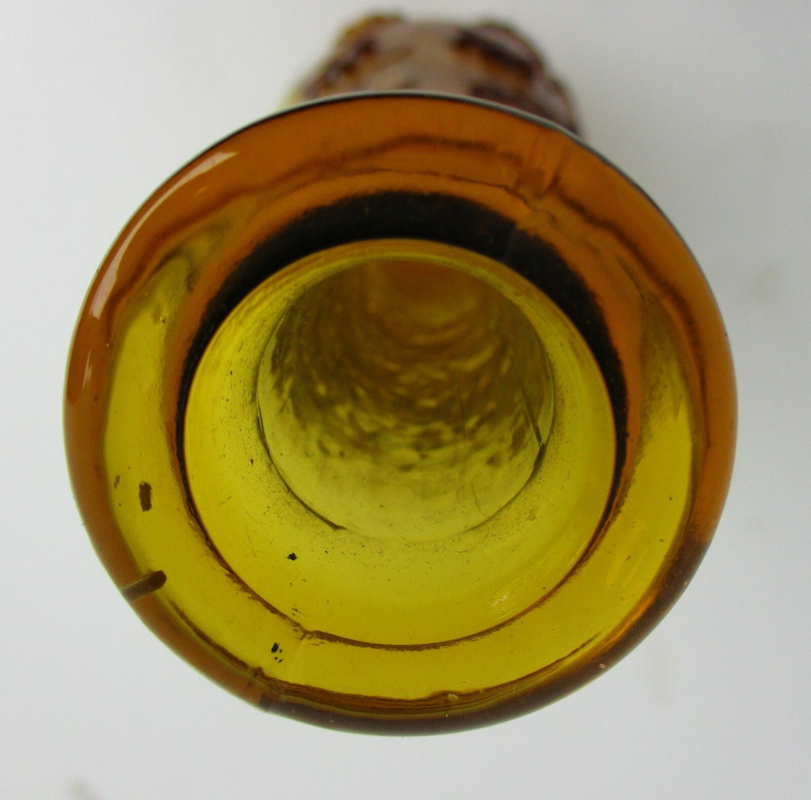Vintage Art Bubbled Glass  Amber Brown Empoli  Bottle Italian Grapes  Italian photo 148.0