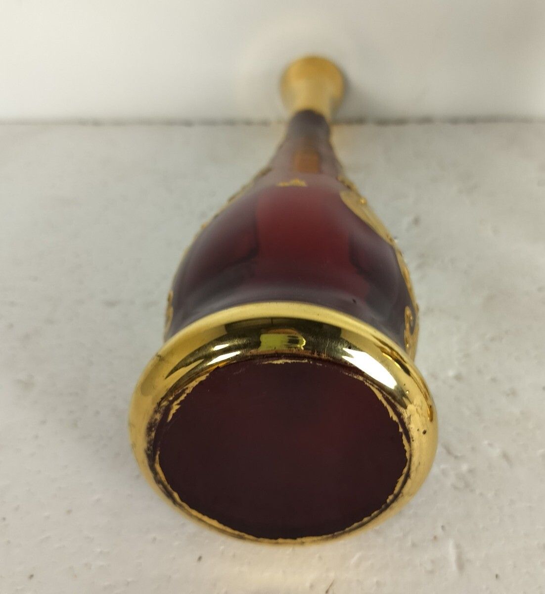 Liquor Set Bottle 4 Glasses Vintage Venetian Glass Tre Fuochi Ruby Red Italian I photo buy