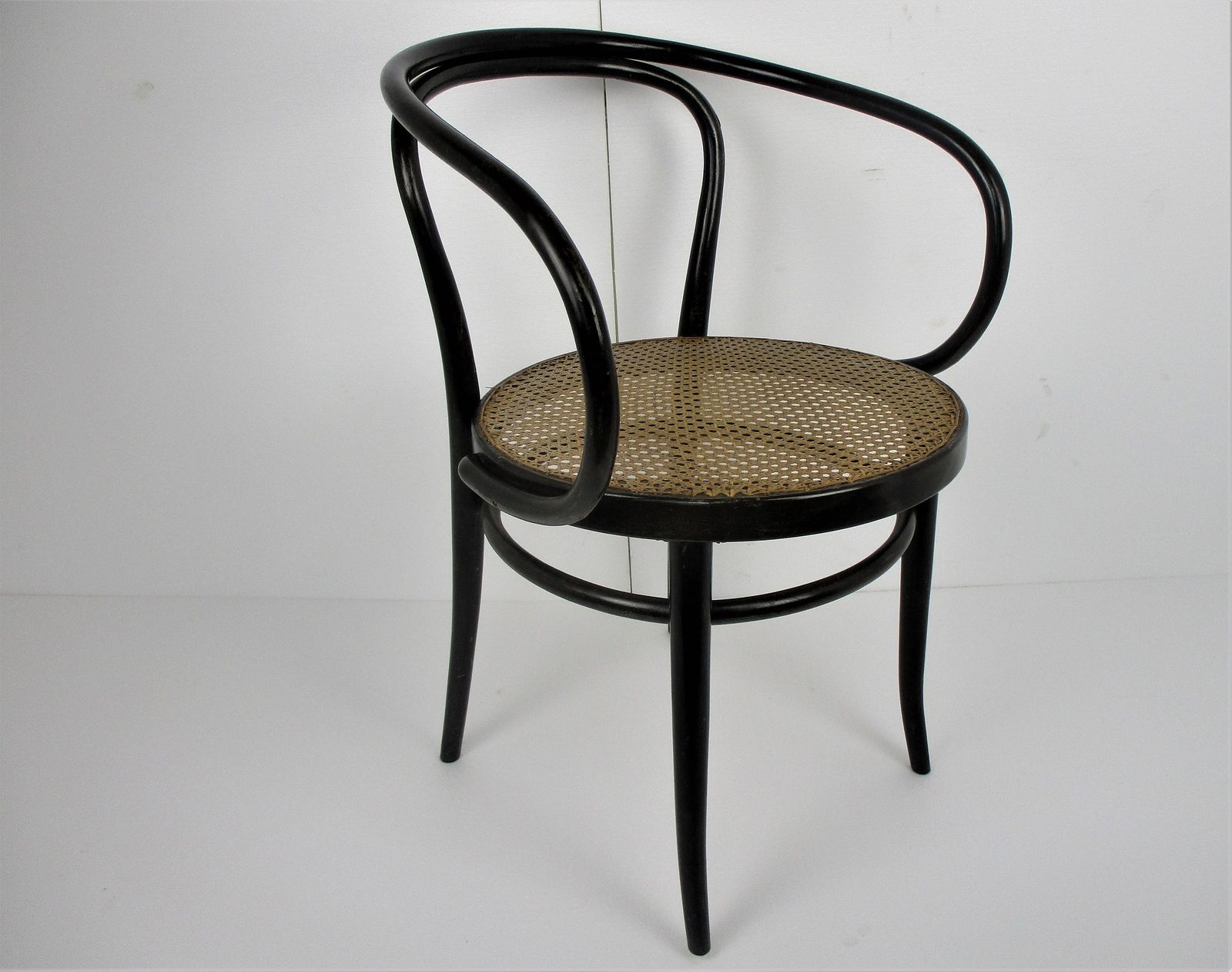 Thonet Style Loung Arm Chair Bistro Ice Cream Parlor Cane Rush Seating Plywood W photo for sale