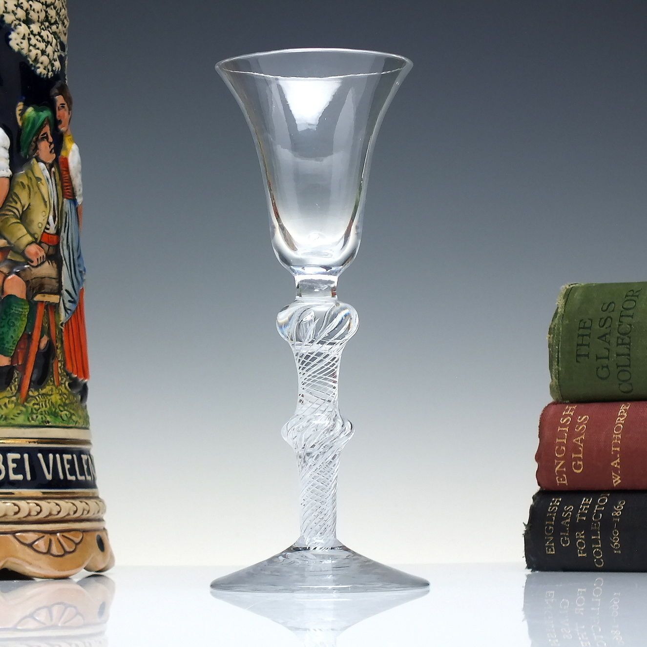 18th Century Bell Bowl Double Knop Air Twist Wine Glass C1750