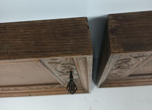 Antique Couple Of Door Panels Cabinet Carved Wood Inlay Beautiful Architectural photo vinterior
