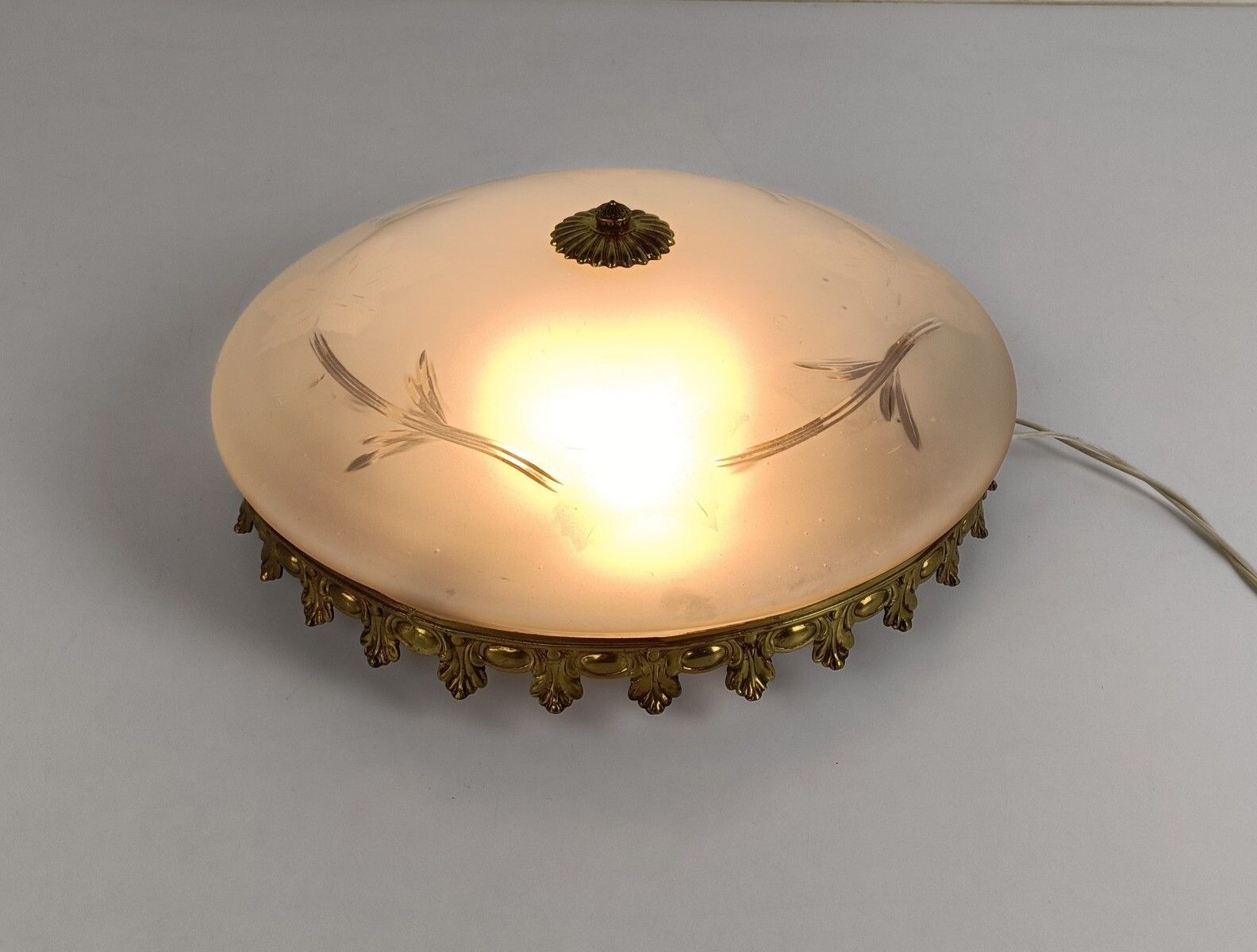 Gorgeous French Ceiling Lamp Fixture Plafonniere Ornate  Flower On Shade photo furniture