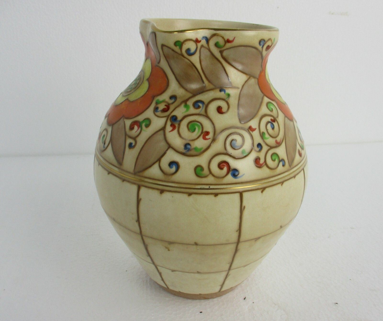 Charlotte Rhead Art Deco Pitcher Jar Ceramic  Bursleyware Hand Painted photo furniture
