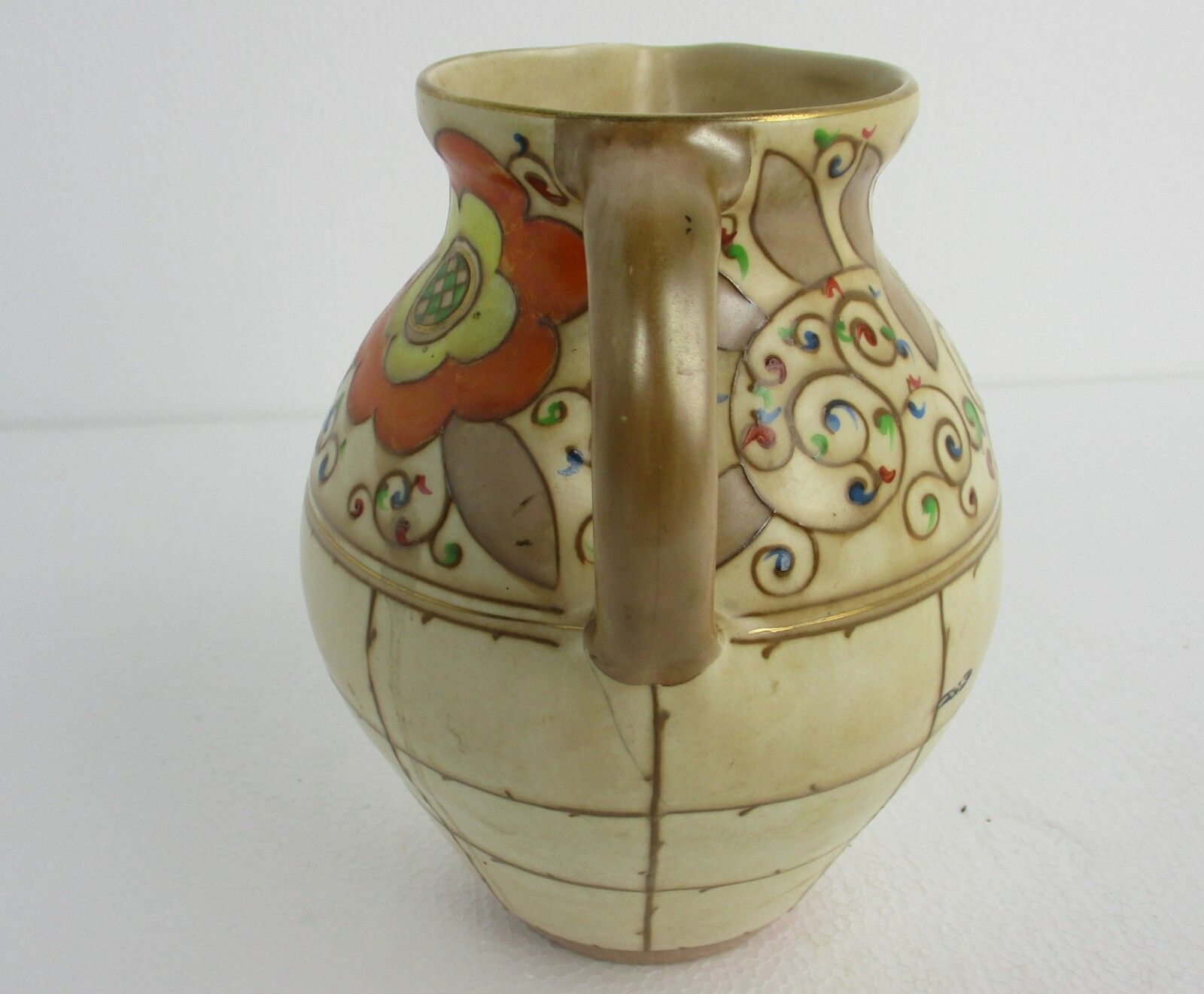 Charlotte Rhead Art Deco Pitcher Jar Ceramic  Bursleyware Hand Painted photo vinterior