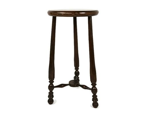 Vintage Wood Side Occasional Table Pedestal Plant Stand Two Tier Barn Country
