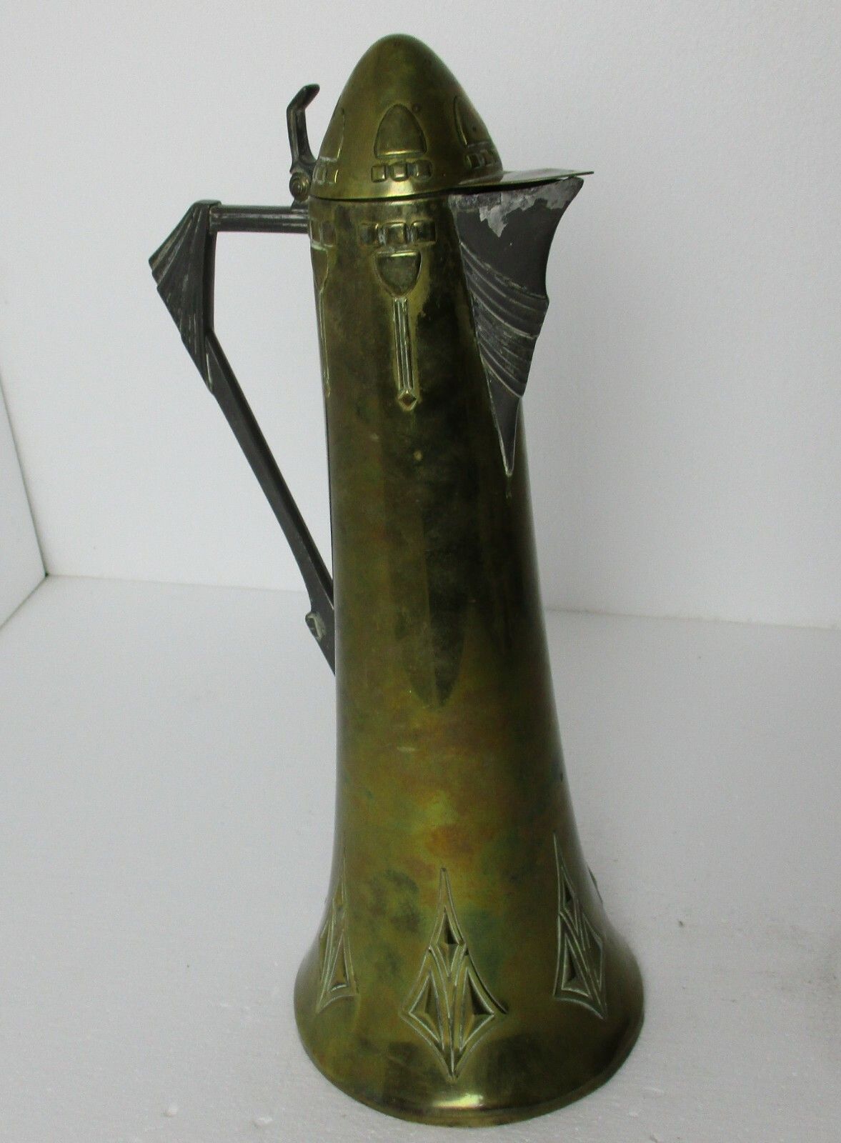 Wmf Art Nouveau German Jugendstil Tankard Jar Hammered Brass Wine Claret photo vinterior
