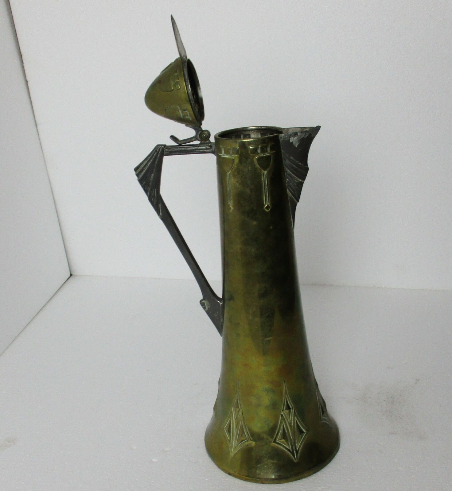 Home Decor Wmf Art Nouveau German Jugendstil Tankard Jar Hammered Brass Wine Claret photo
