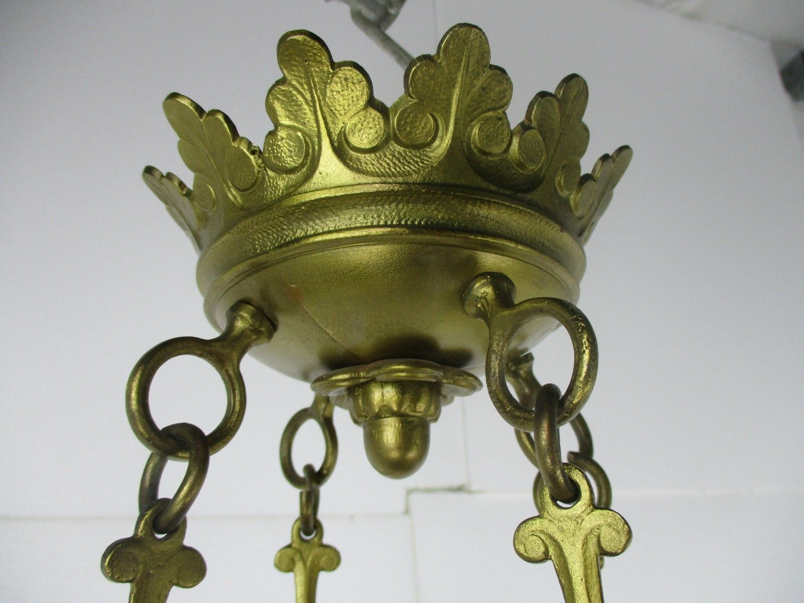 photo for sale Gothic Castle Chandelier With Candles Bronze & Copper Not Electrified Antique
