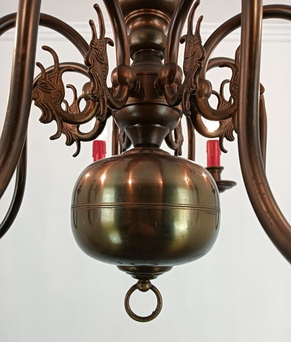 photo buy Flemish Dutch  Chandelier 8 Arms Lights Brass  Heroic Eagles Vintage Farmhouse S