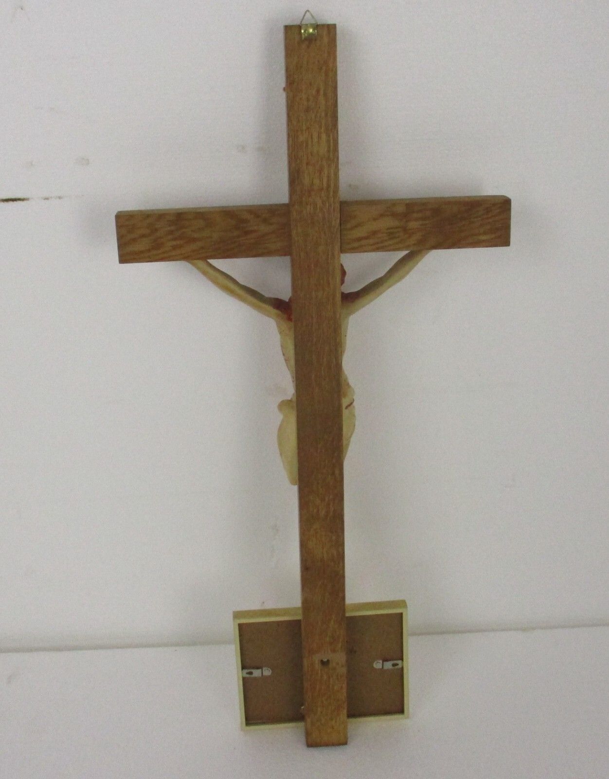 Xl Wood Hanging Church Crucifix Plaster Corpus Dramatic Holy Heart Germany photo vintage