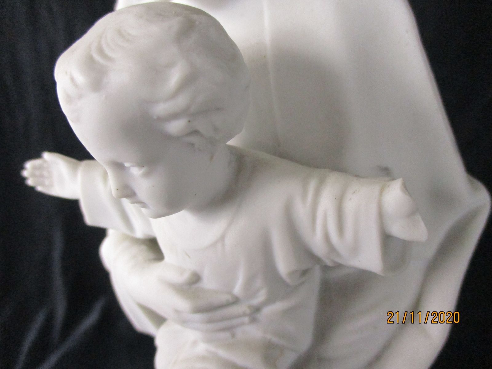 Large French Antique 1900 Bisque Statue Virgin Mary Our Lady Infant Jesus Exquis photo for sale