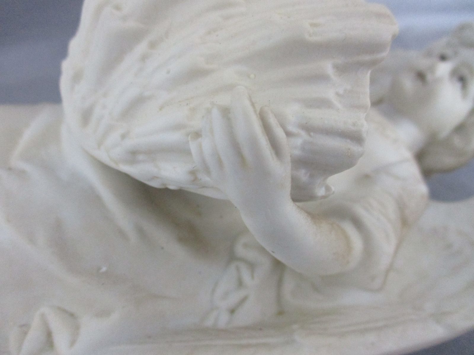 Antique  Holy Water Font Vessel Bisque Angel White Lovely Collector Htf Large photo 162.0