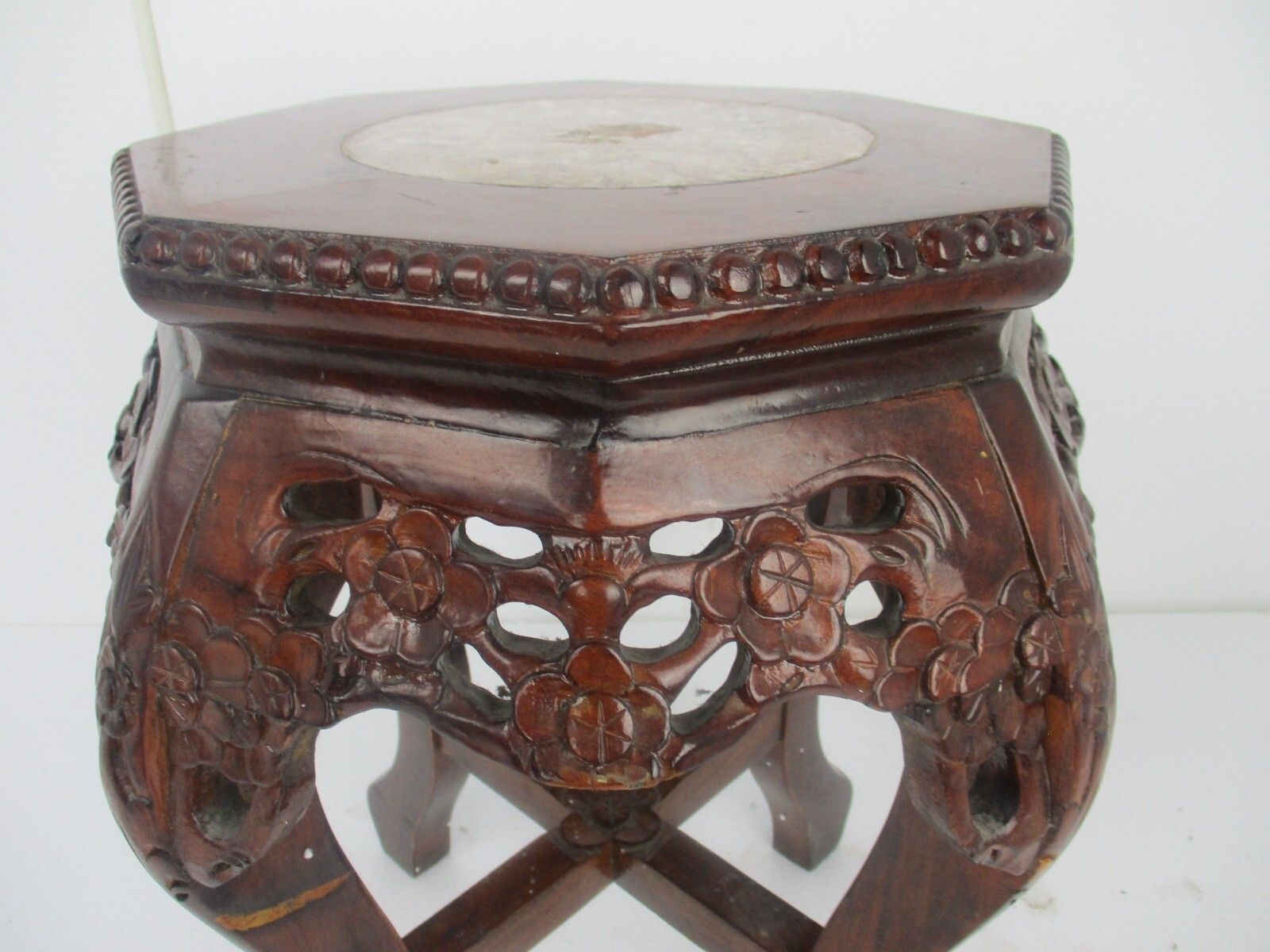 Hand Carved Wooden Chinese Marble Top Hall Console Table Pedestal Bonsai Stand photo Furniture