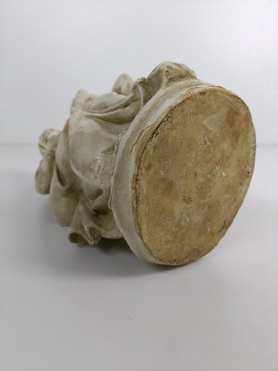 photo furniture Statue Sitting Our Lady Virgin Mary Infant Sedes Sapientiae Plaster Vintage Beau