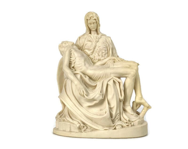Statue Pieta Resin  Our Lady Of Sorrows Jesus Christ Madonna Collector Sculpture