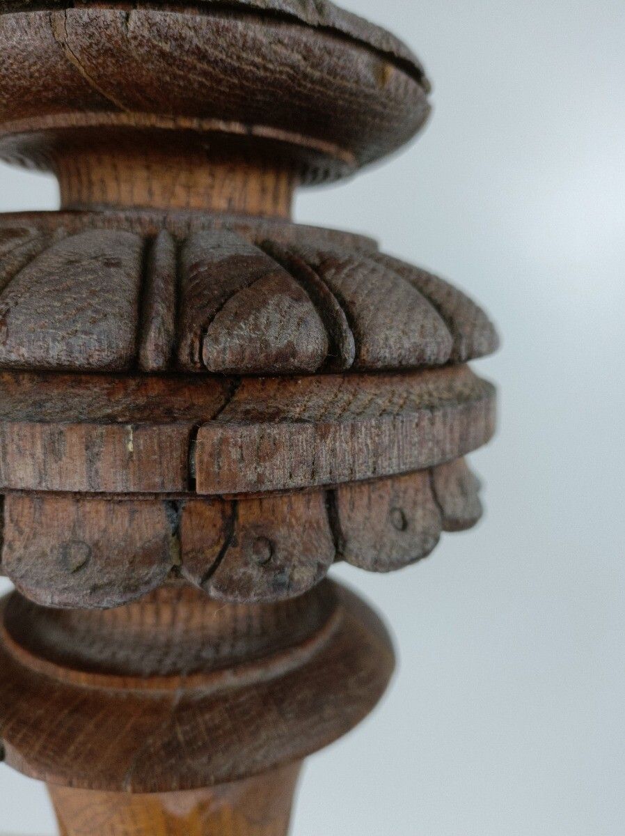 Xl Vintage Hand Carved Wooden Pedestal Ornate Plant Bonsai Stand Side Table Barn photo buy