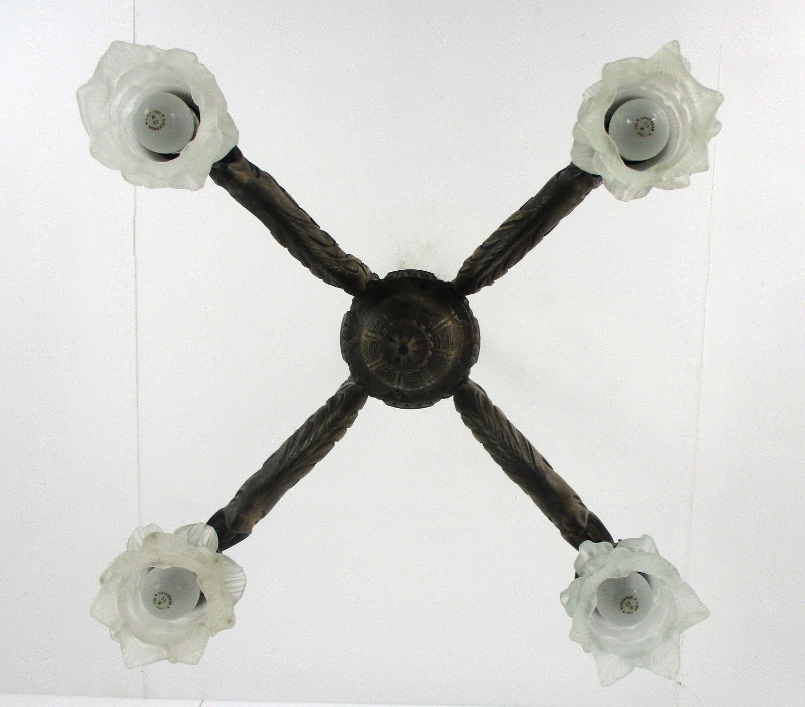 photo furniture Hand Carved Wooden Chandelier  4 Arm Lights Barn Country Farmhouse Style Fish