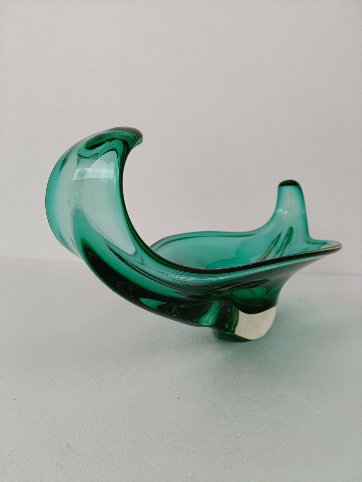 Italian Large Green Bowl Dish Centerpiece Murano Seguso Art Glass Stunning Wow photo 241.0