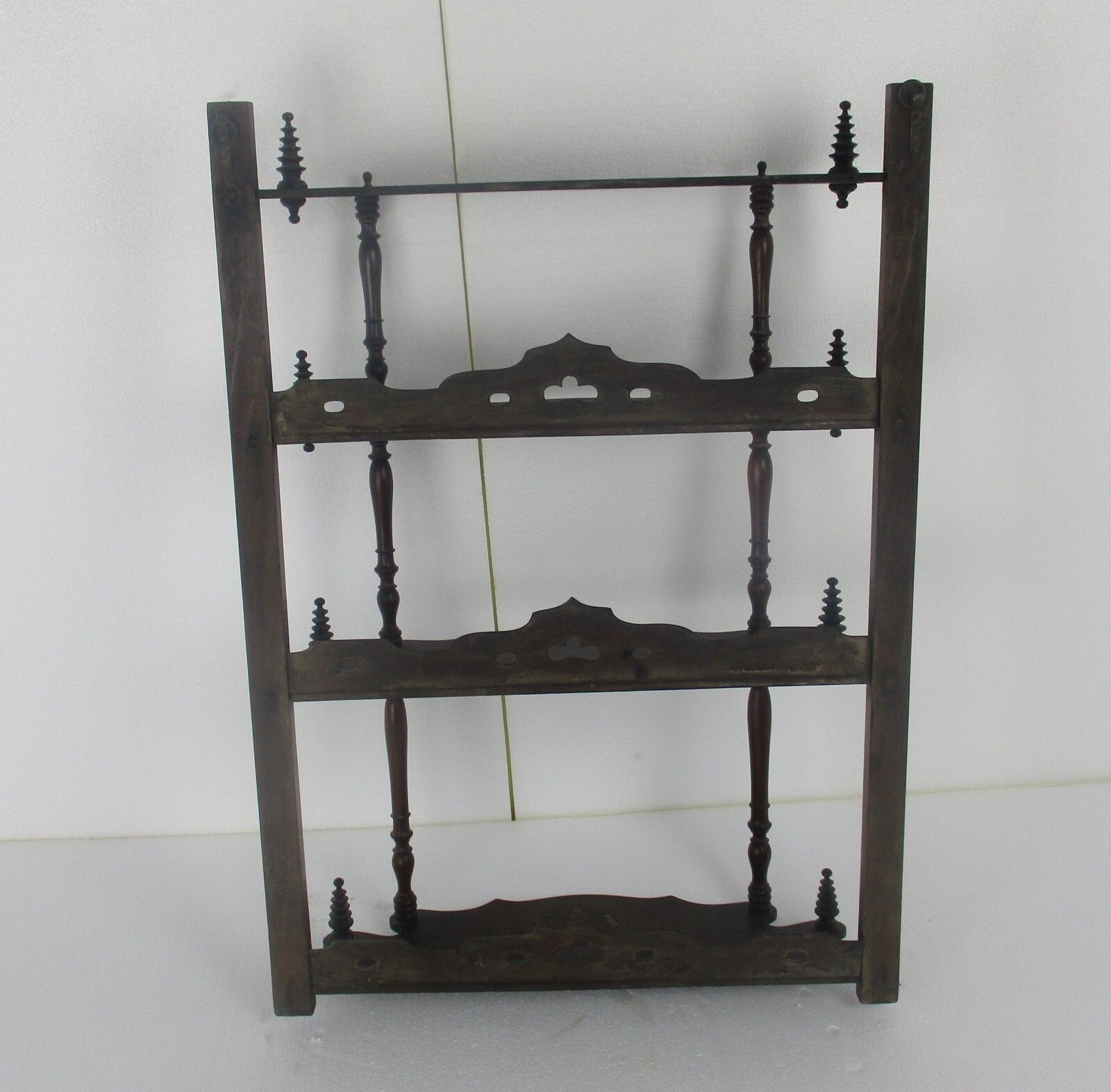 photo furniture Edwardian Shelf Cabinet Bobbin Spindles Standing And Hanging Wood Gorgeous Htf