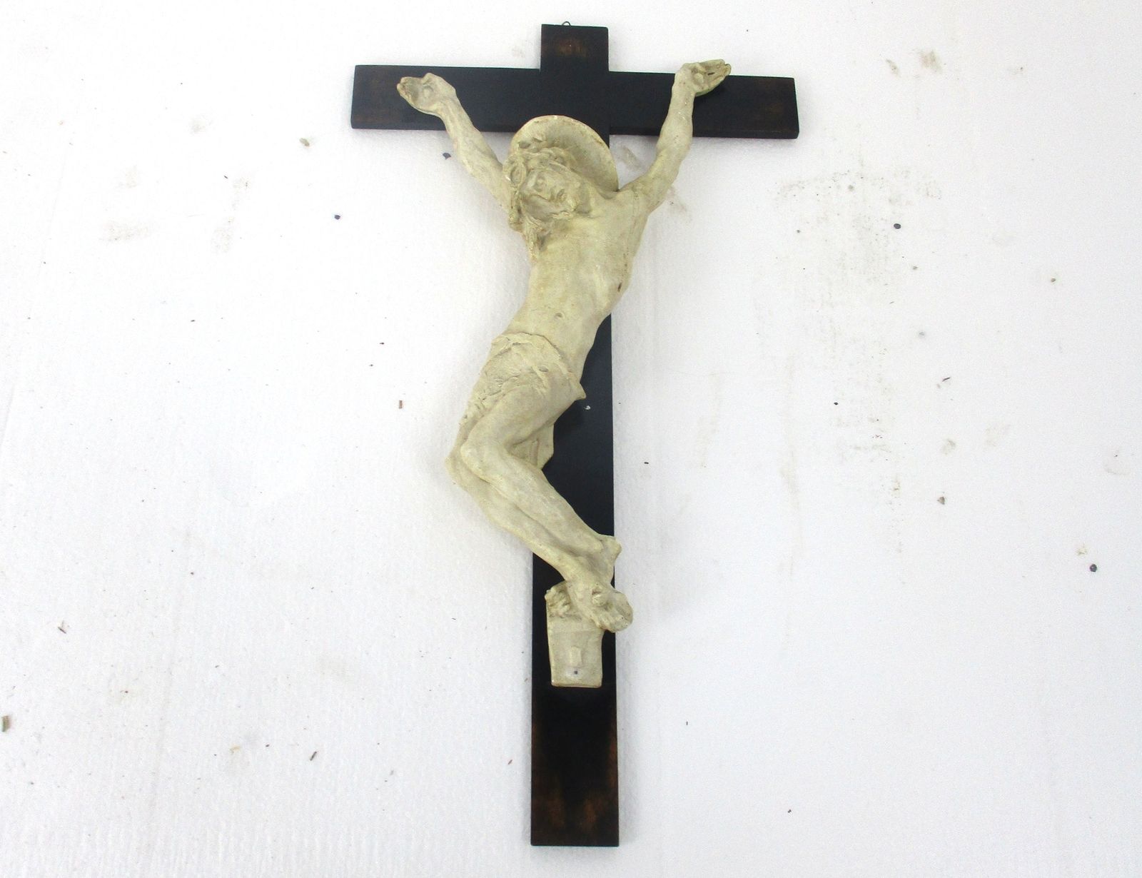 Wood Hanging Crucifix Plaster Corpus Van Der Meeren Or Van Der Meeren Style Very photo furniture