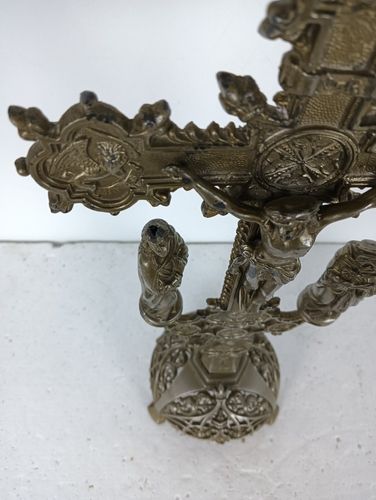 Standing Spelter Crucifix Cross Saint John Saint Mary Magdalene Golgotha Apostl photo furniture