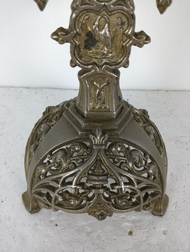 photo for sale Standing Spelter Crucifix Cross Saint John Saint Mary Magdalene Golgotha Apostl