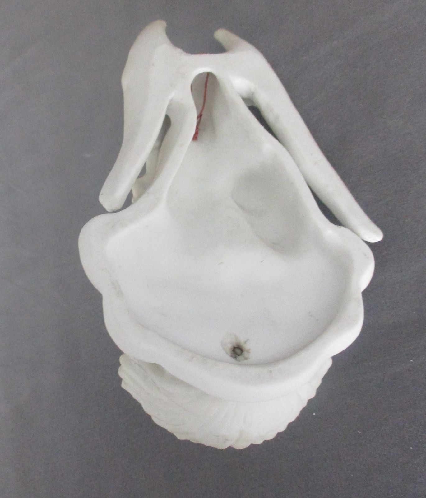 Antique  Holy Water Font Vessel Bisque Angel With Infant Jesus White Lovely Coll photo vinterior