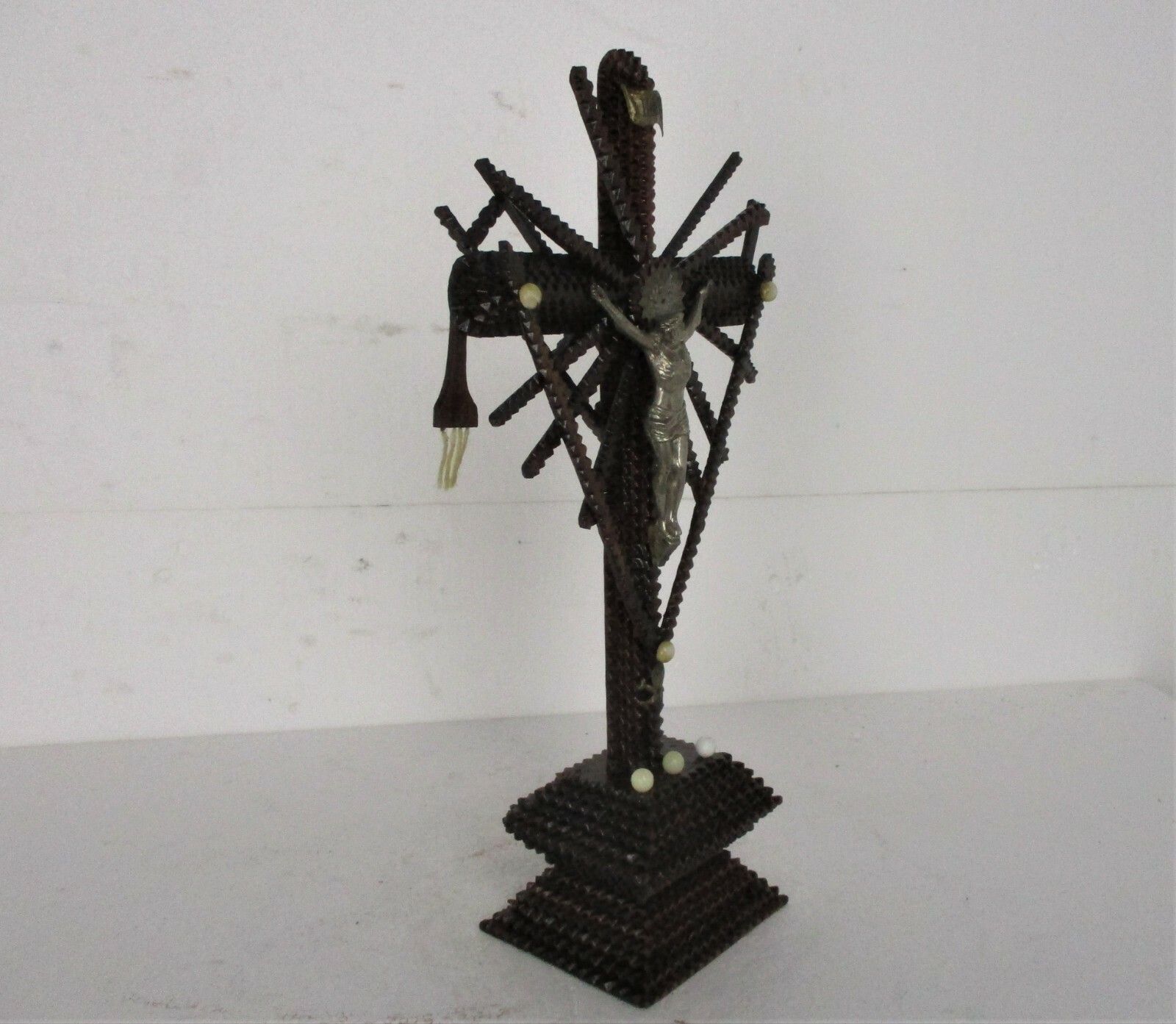 Tramp Trench Tramp Folk Art Standing Hand Carved Wood Crucifix Tools Of Passion photo 278.0