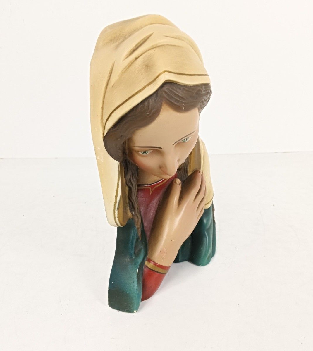 Virgin Mary Madonna Blessed Virgin Plaster Statue Bust Plaster Art Deco 1920s An photo furniture