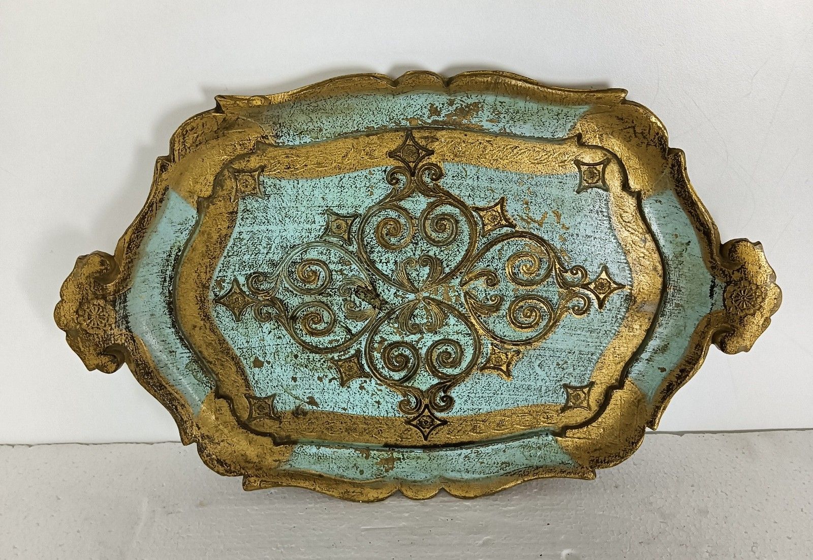 Set Of 2 Mid Century Italy Hollywood Regency Florentine Serving Trays Small Resi photo 57.0