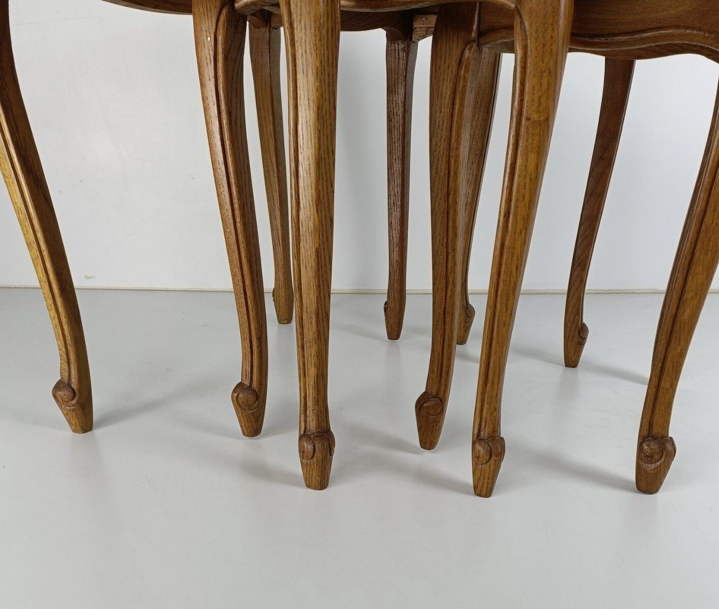 Set Of 3 Wooden Nesting Stacking Side Tables  Rush Glass Barn Country  Farmhouse photo Furniture