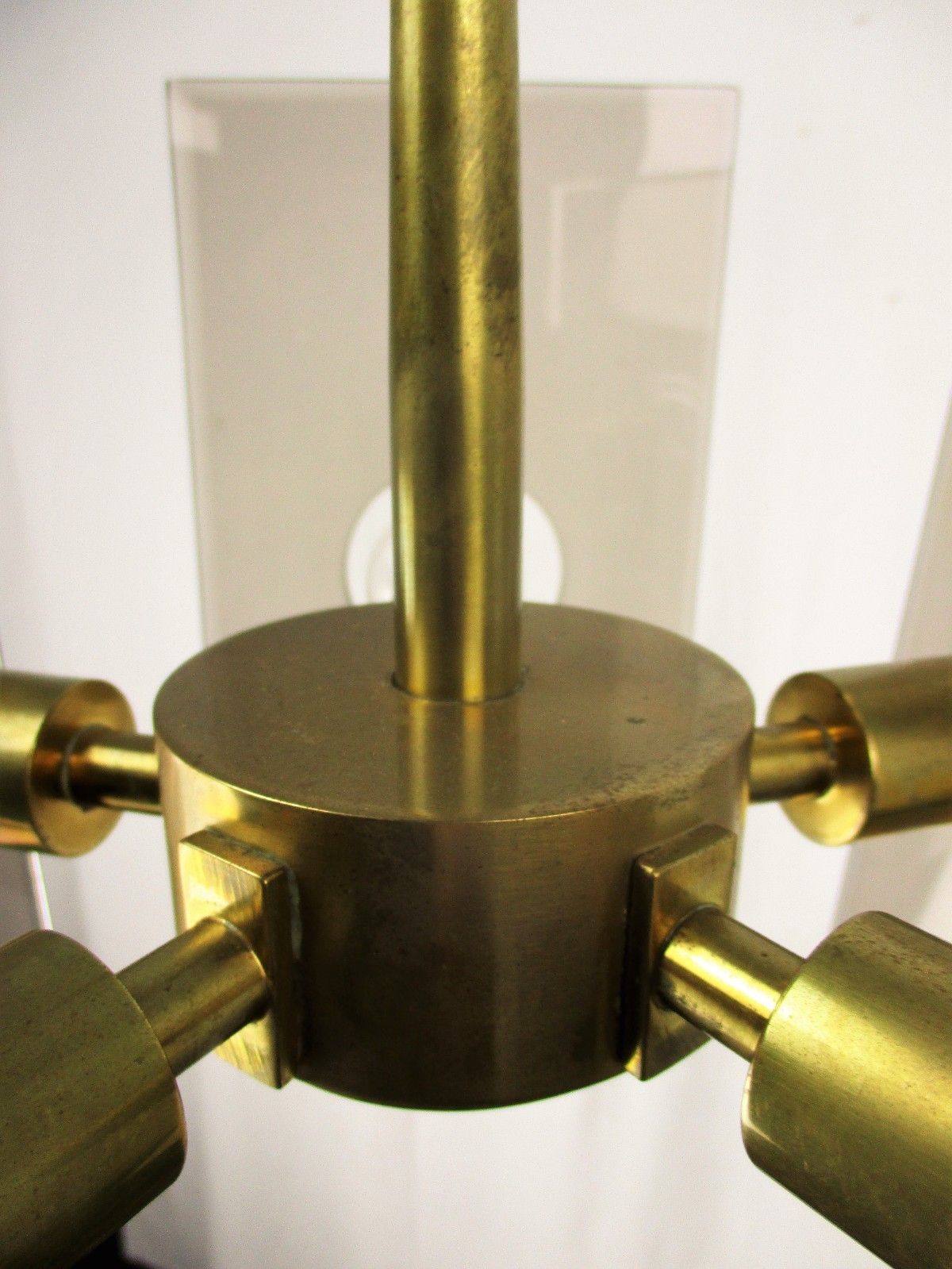 Design Chandelier Gino Paroldo For Fontana Arte Brass Smoked Glass 5 Lights photo vinterior