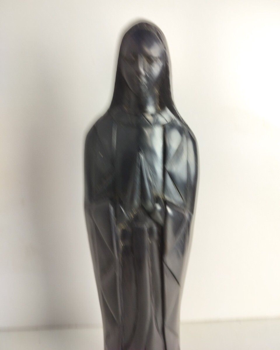 Ornate Hand Carved Wood Wooden Statue Virgin Mary Madonna Folded Hands Vintage photo furniture