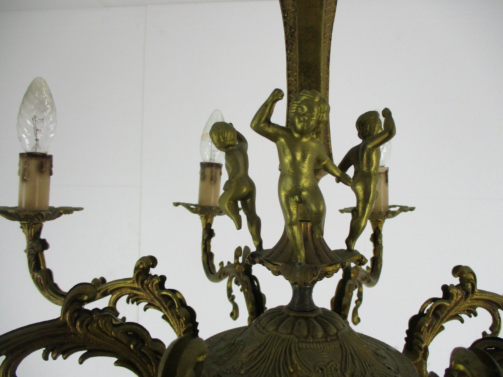 Stunning Chandelier 8 Lights Arm Putti Cherubs Hollywood Regency Ornate  Brass photo furniture