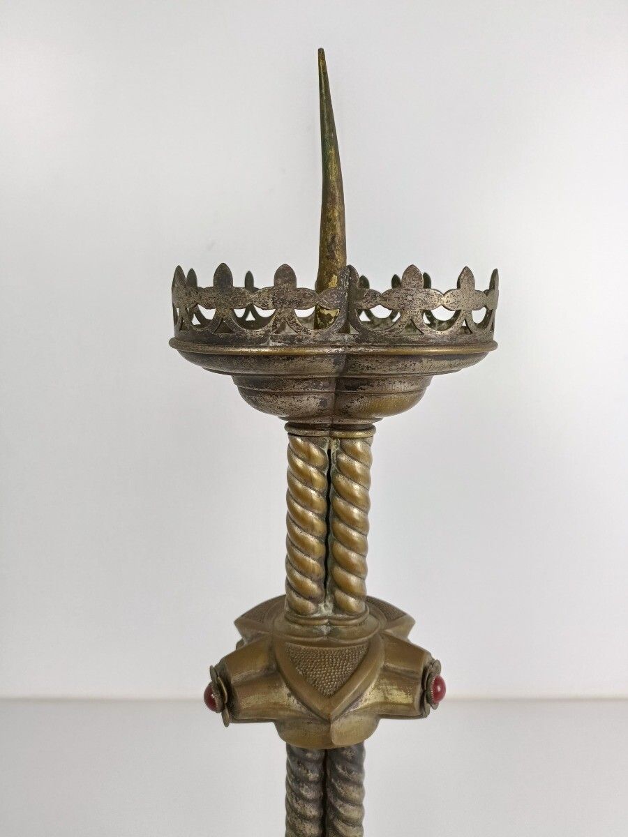 Antique Brass Ornate Candle Holder Candle Stick Large  1800s  Gothic photo Home Decor