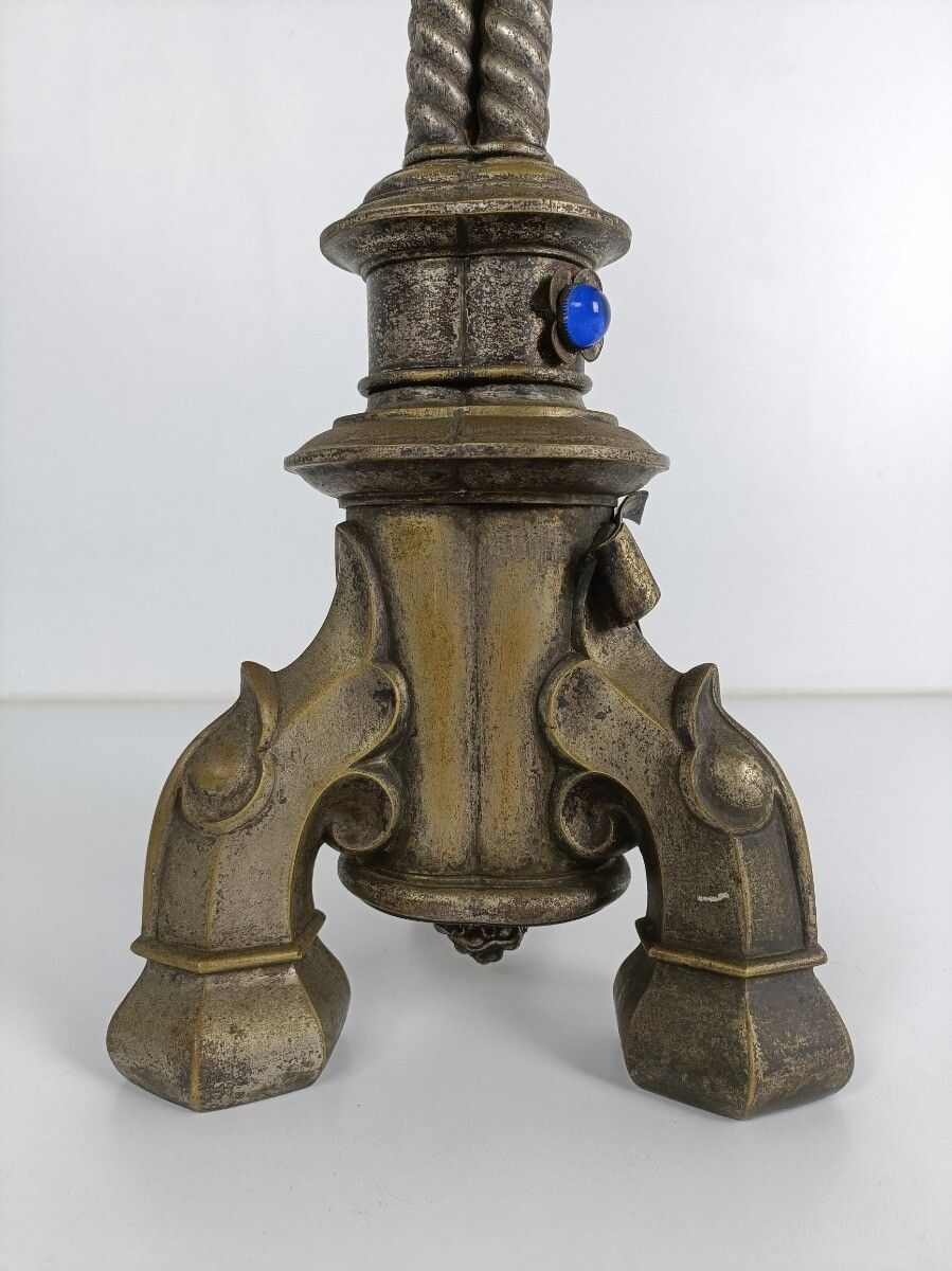 Antique Brass Ornate Candle Holder Candle Stick Large  1800s  Gothic photo vinterior
