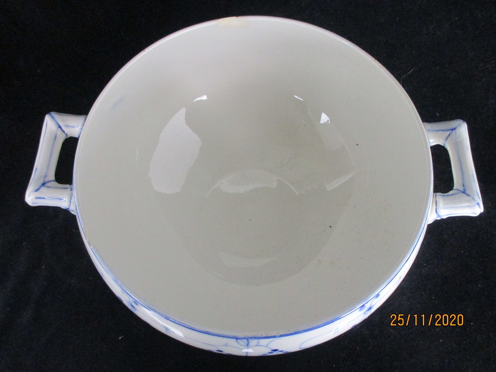 Antique Royal Copenhagen Blue Fluted Soup Tureen Dish Marked Sarreguemines 1875 photo buy