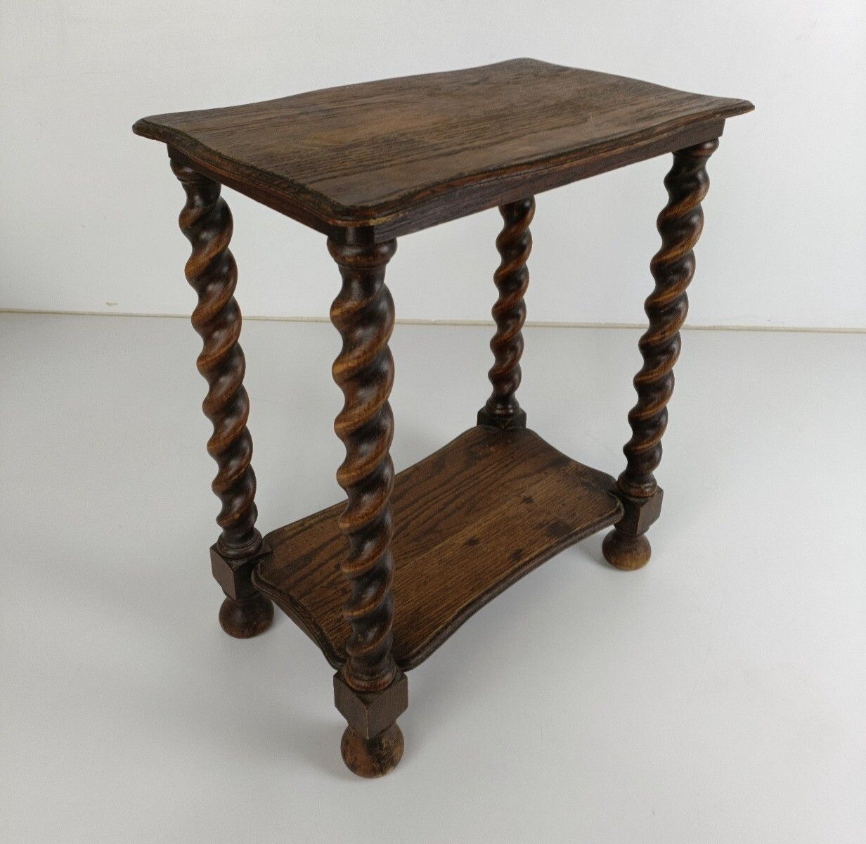 Barley Twist Wooden Side Table Desk Two Tier Barn Country Style Mid Century Engl photo 566.0