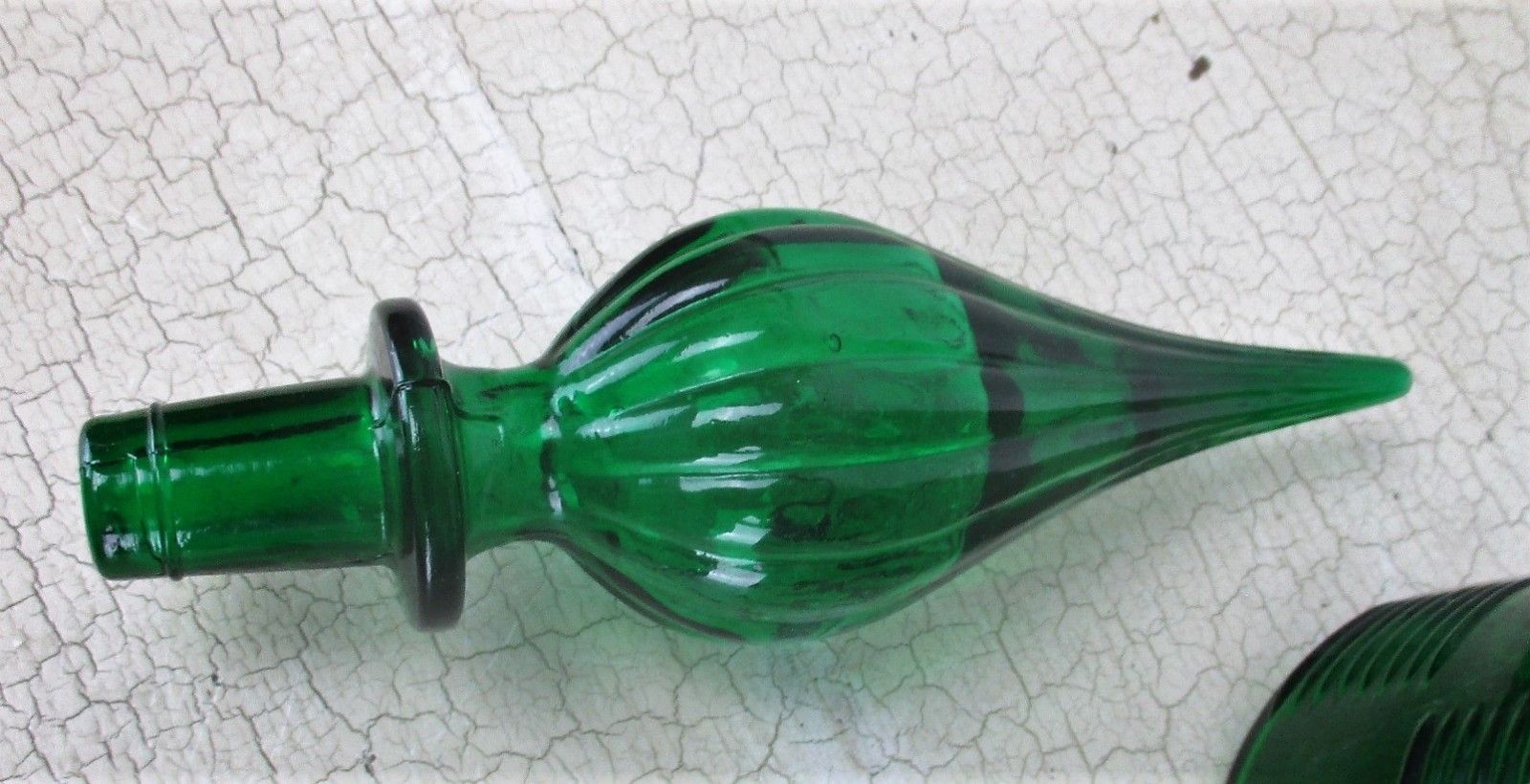 Xl Vintage Retro Art Glass Tall Bottle Vase Green Funky photo Home Decor