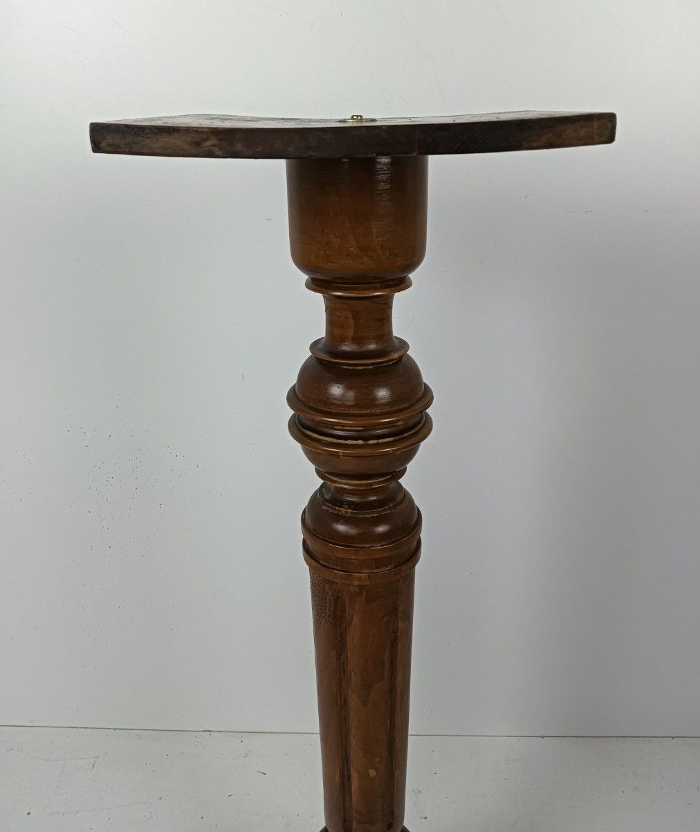 Wooden Pillar Pedestal Display Side Occasional Table Bonsai Plant Stand Vintage photo furniture